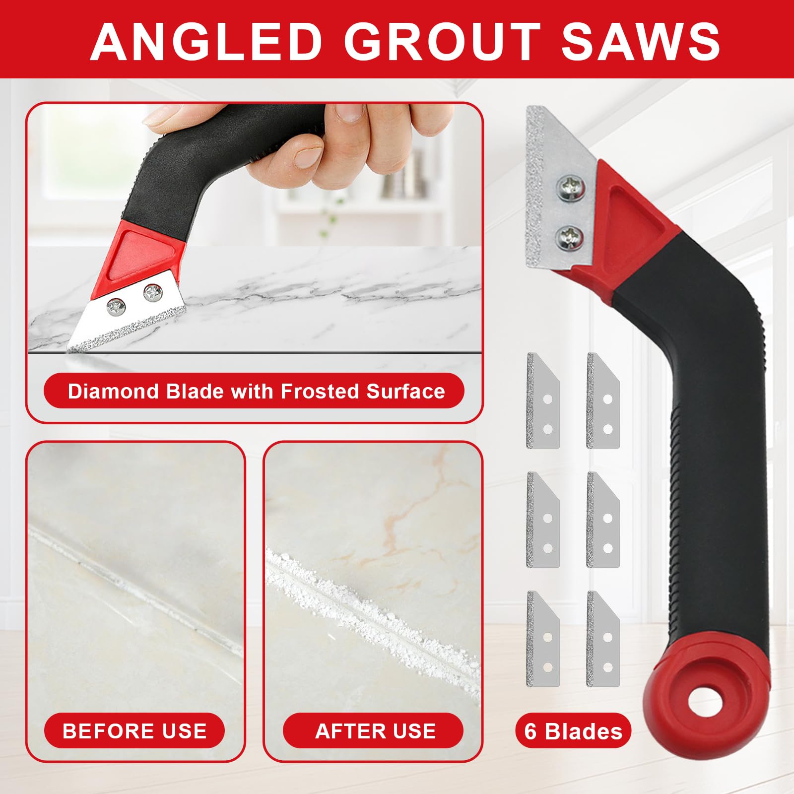 Breeker tungsten carbide tips handle epoxy grout filler removal.