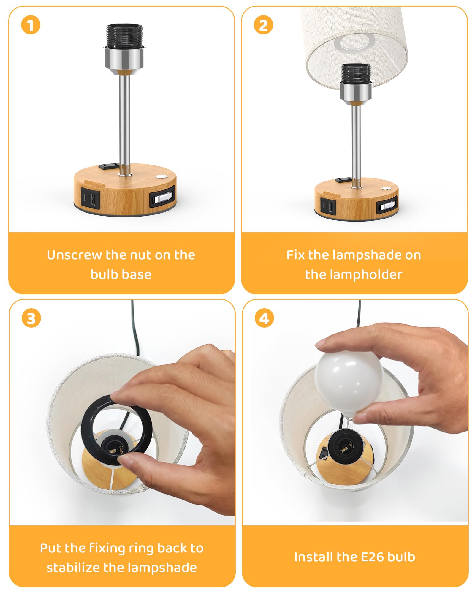 BREEKET bedside lamp USB-A port adds convenient charging options