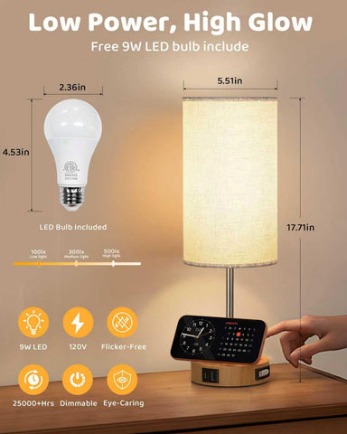 BREEKET bedside lamp USB-C port for quick device charging