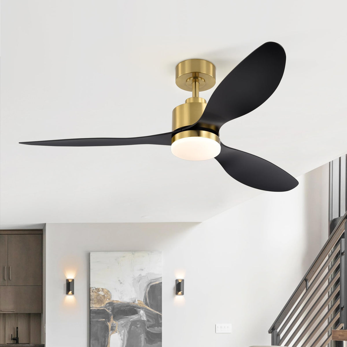 Breezary 52-inch ceiling fan with LED light for broad room cooling.