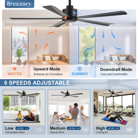 52-inch large ceiling fan suitable for spacious living areas by Breezary.
