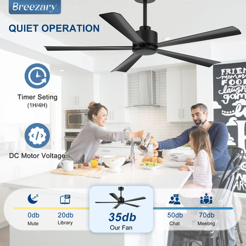 Sloped ceiling compatibility up to 12 degrees for Breezary 52-inch fan.