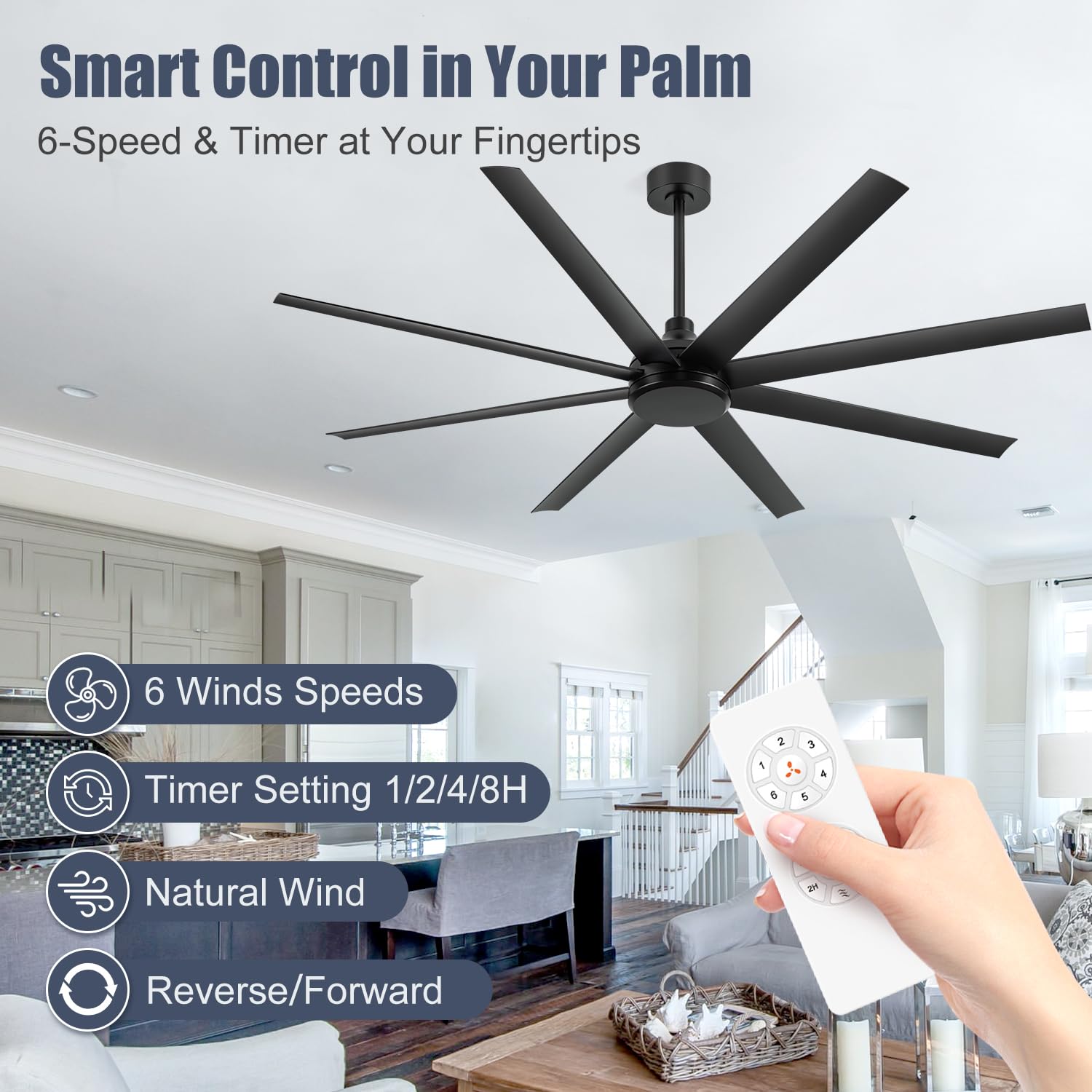 Breezary dual downrod installation for low and high ceilings