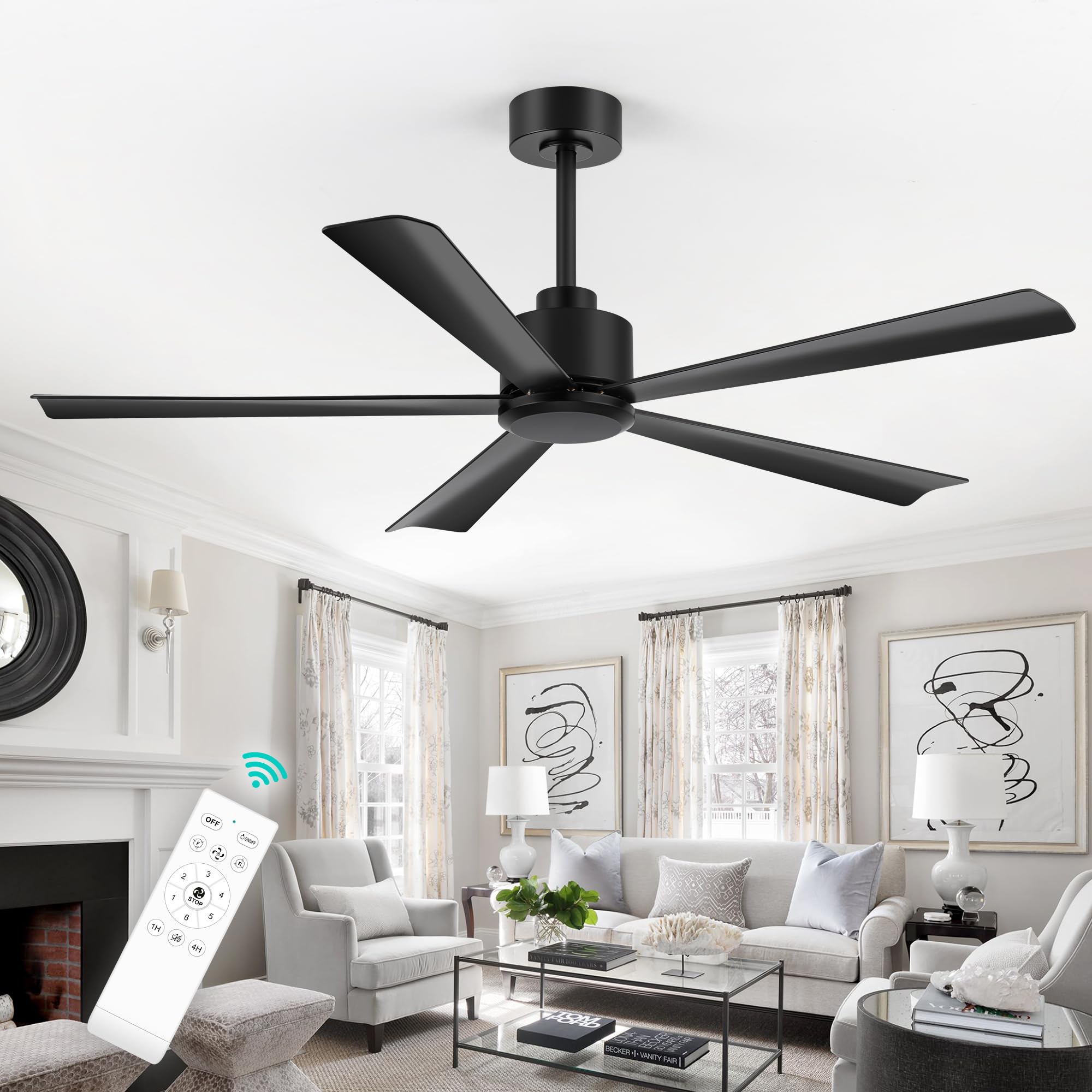 Indoor-outdoor versatility: Breezary fan suitable for patios and garages.