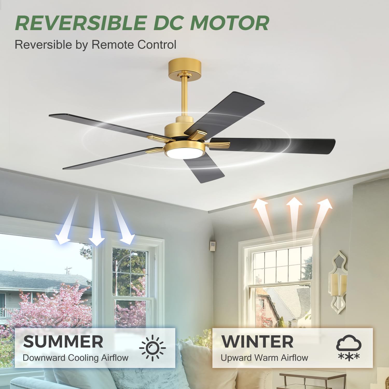 Breezary quiet DC motor delivers strong airflow with minimal noise.