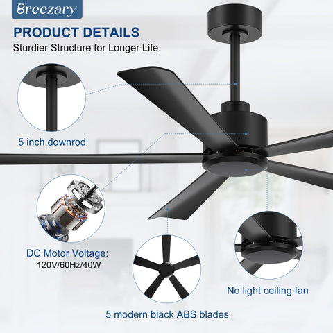 Breezary downrod-mount design with simple, quick installation.
