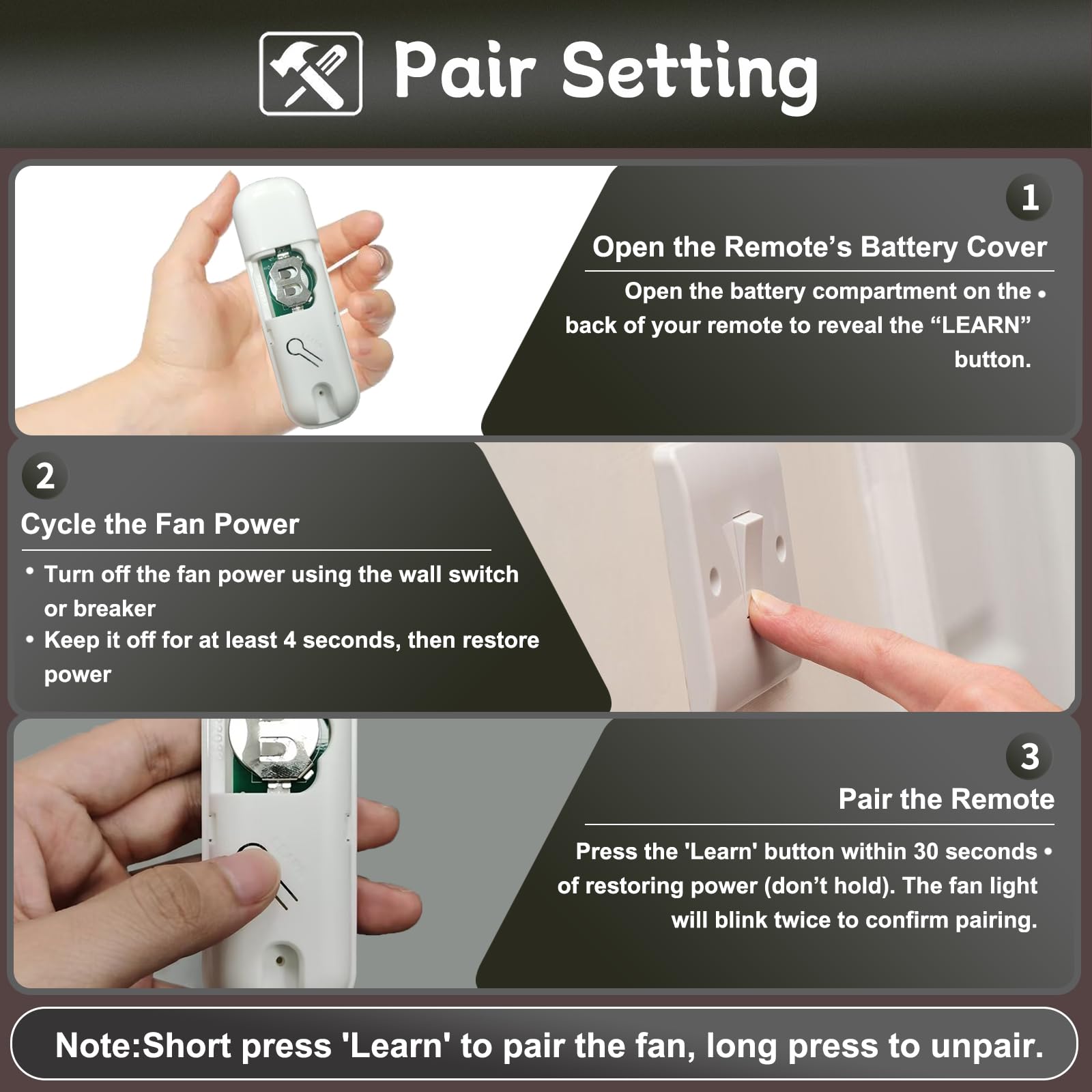 Breeze Bay remote fan speed controls with three-button layout