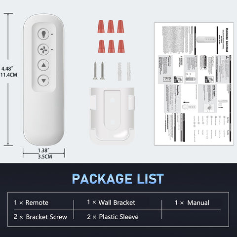 Breeze Bay packaging includes remote, wall mount, and screws