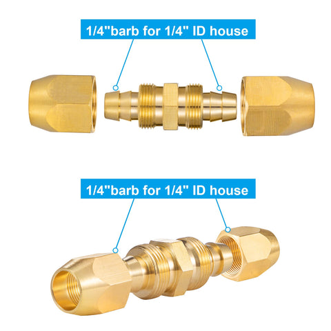 Breezliy 1/4-inch ID hose splicer close-up highlights durable brass construction.