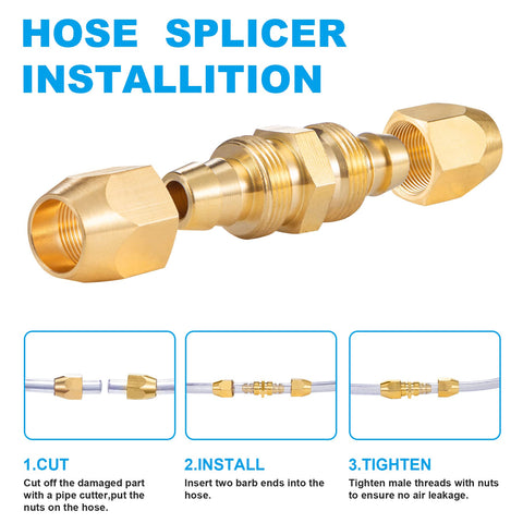 Breezliy brass hose splicer components with nuts emphasize corrosion resistance.