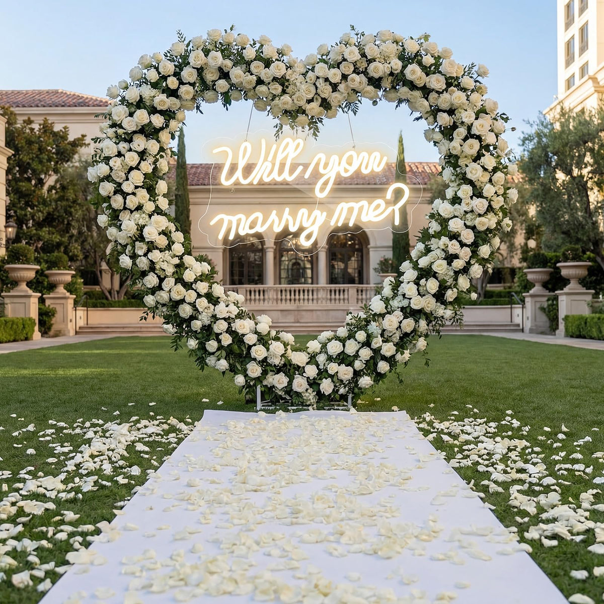 Breling 6.6ft heart arch stand glowing warmly for outdoor proposals