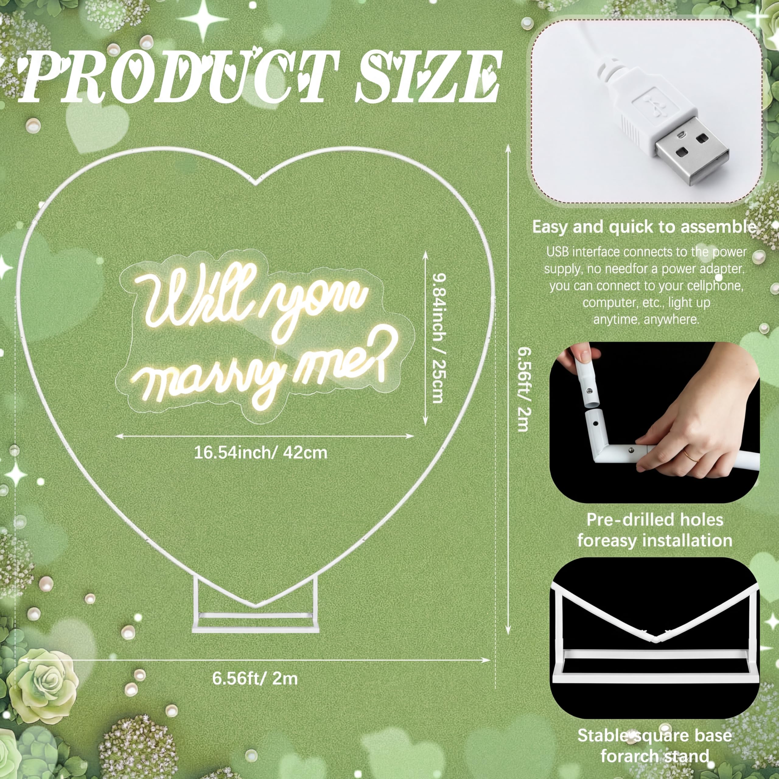 Breling 'Will You Marry Me' neon sign creates a soft romantic backdrop