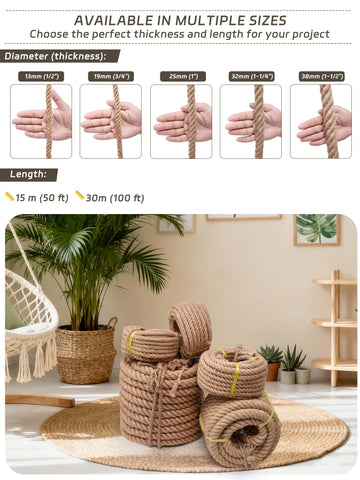 BRETANGME hemp rope 4-strand twist for durability in nautical projects