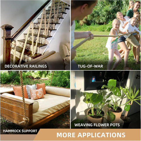 BRETANGME jute rope resists moisture and UV in outdoor applications.