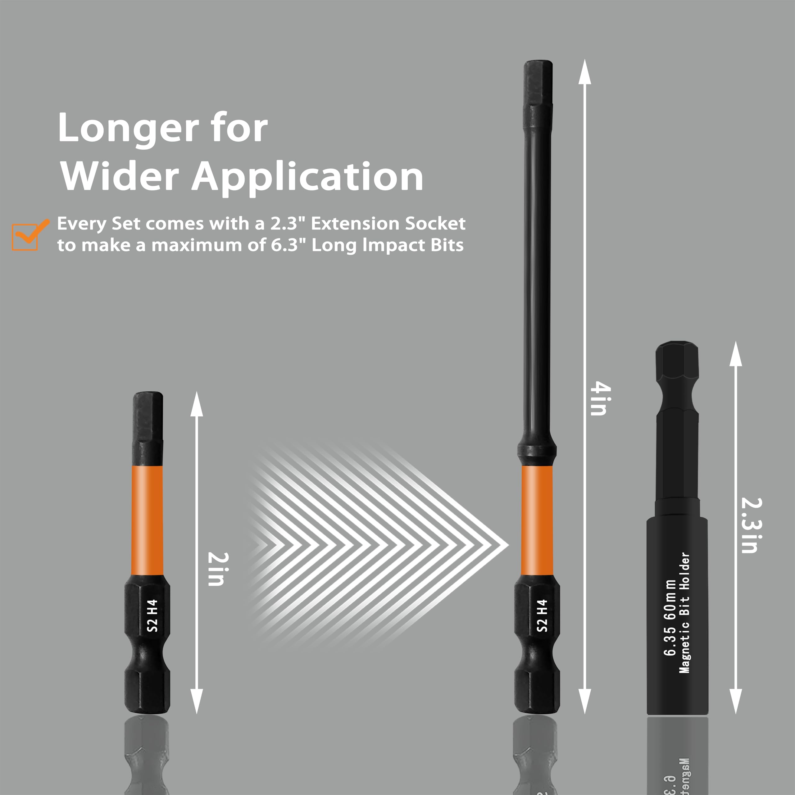 Bretreead 1/4in hex shank with 2.3in extension socket attached