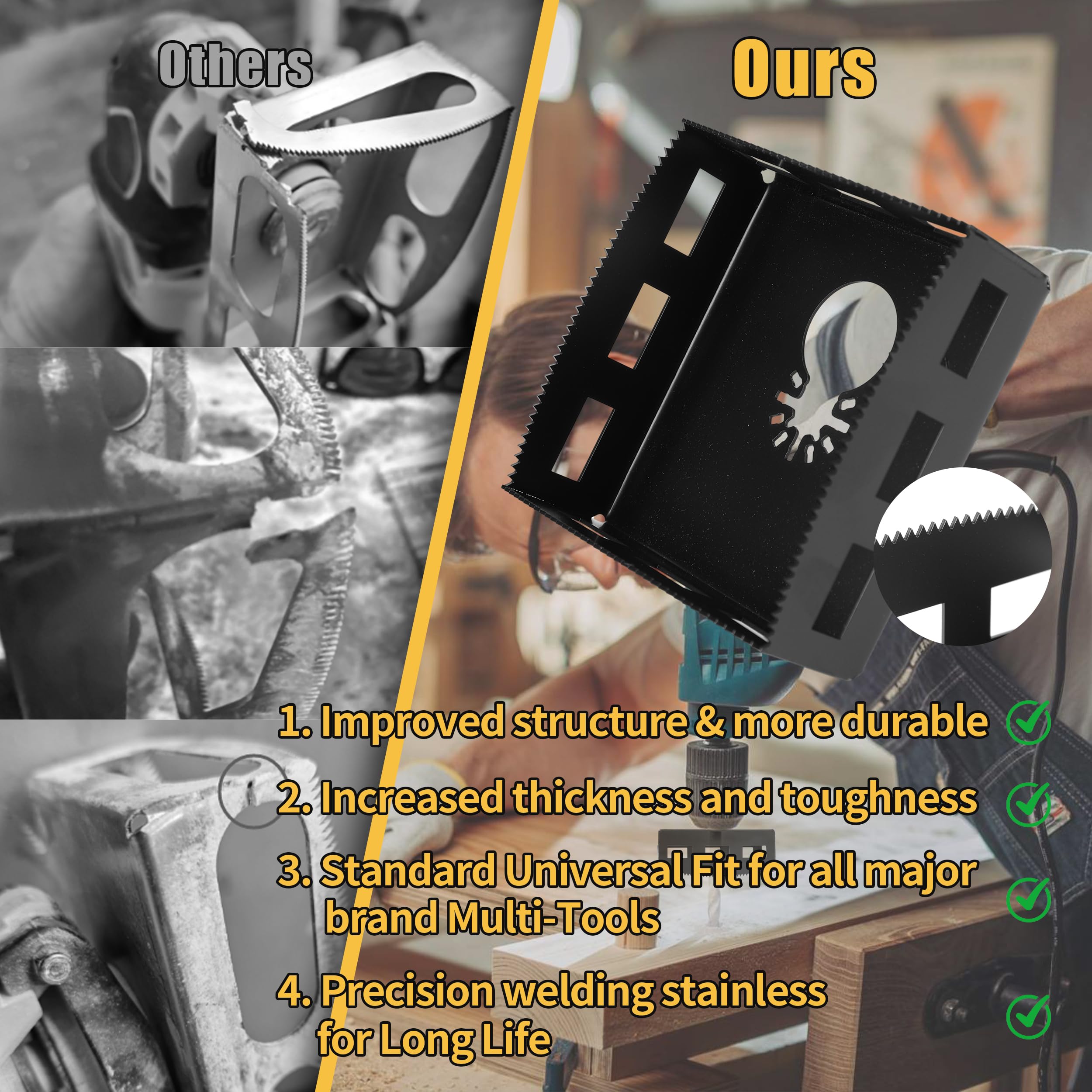 BRHABO universal arbor fit ensures compatibility with many oscillating tools.