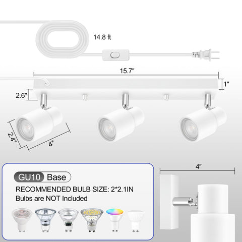 Bricosmocon 350-degree rotatable track head enables precise accent lighting.
