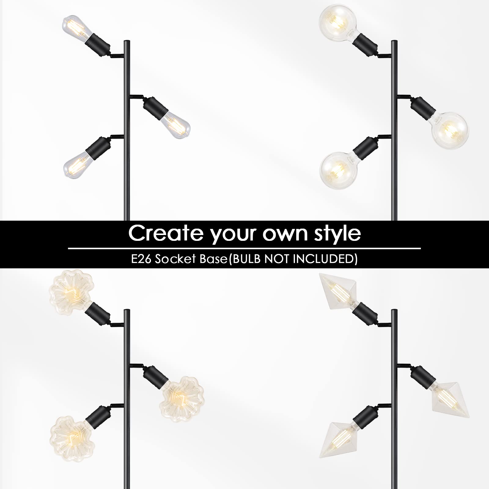 Bricosmocon easy assembly black floor lamp for quick setup
