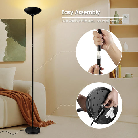 Bricosmocon black modern standing lamp complements contemporary interiors.