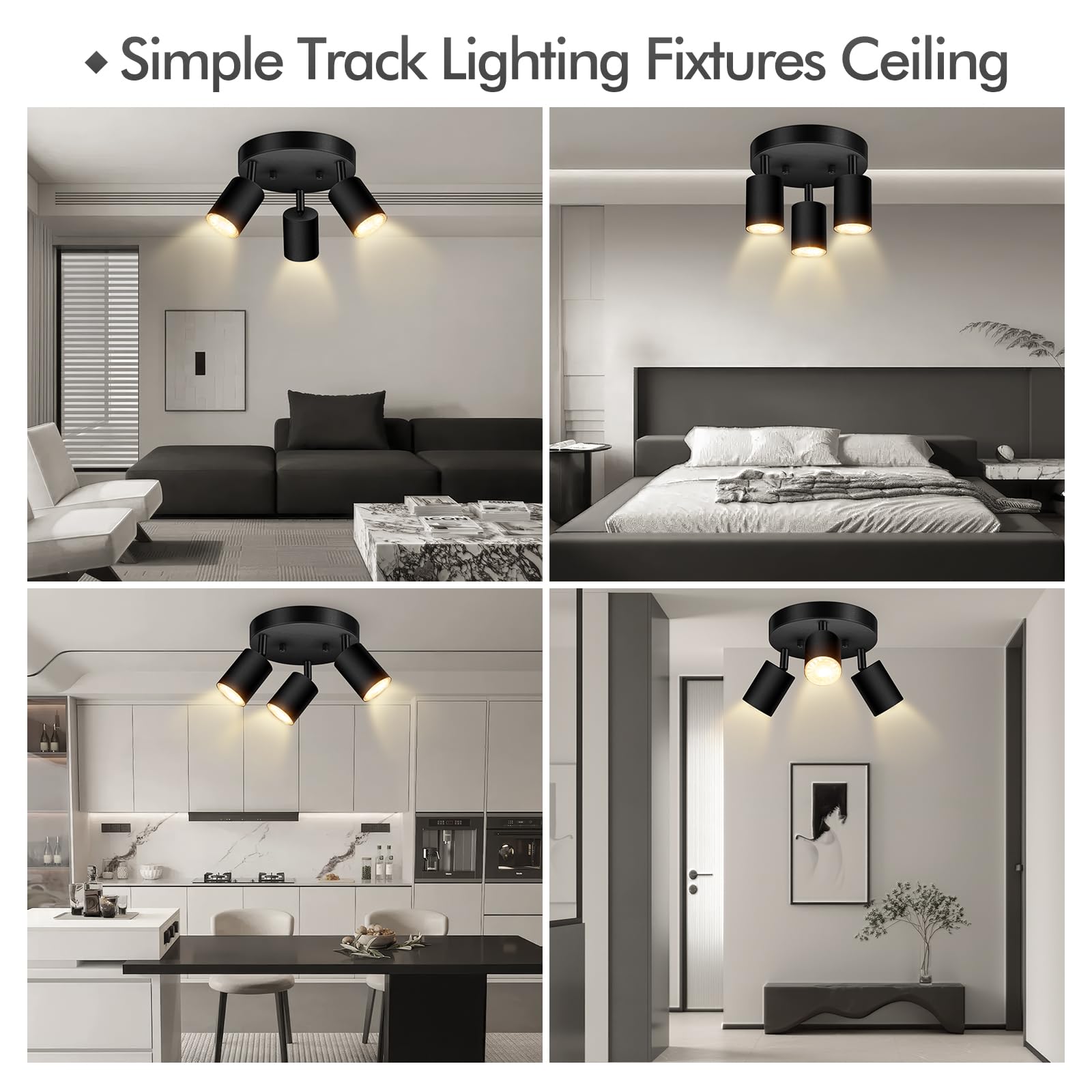 Bricosmocon ceiling and wall track allows flexible placement options.