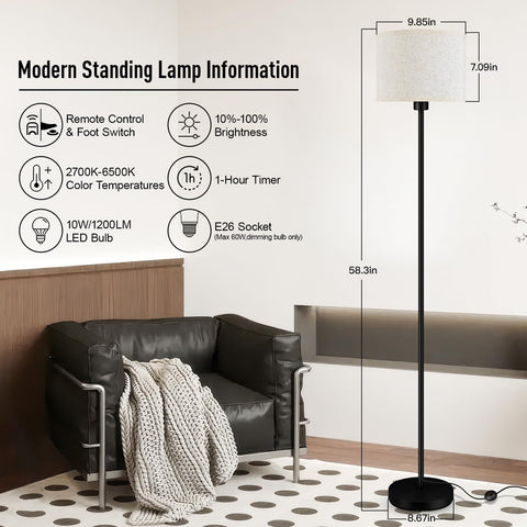 Bricosmocon floor lamp offering 2700K-6500K color temperature for any mood