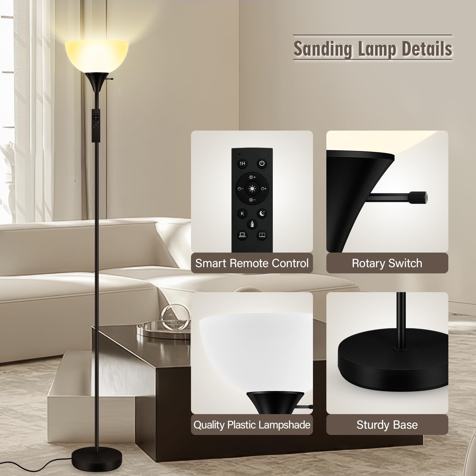 Bricosmocon tall lamp assembles in minutes with a magnetic remote dock.