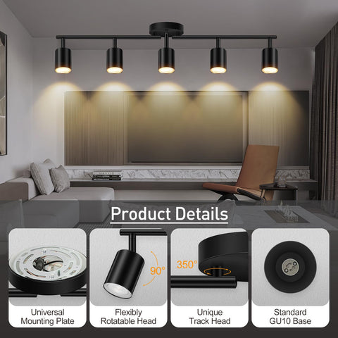 Bricosmocon GU10 base compatibility supports LED, CFL, and halogen bulbs