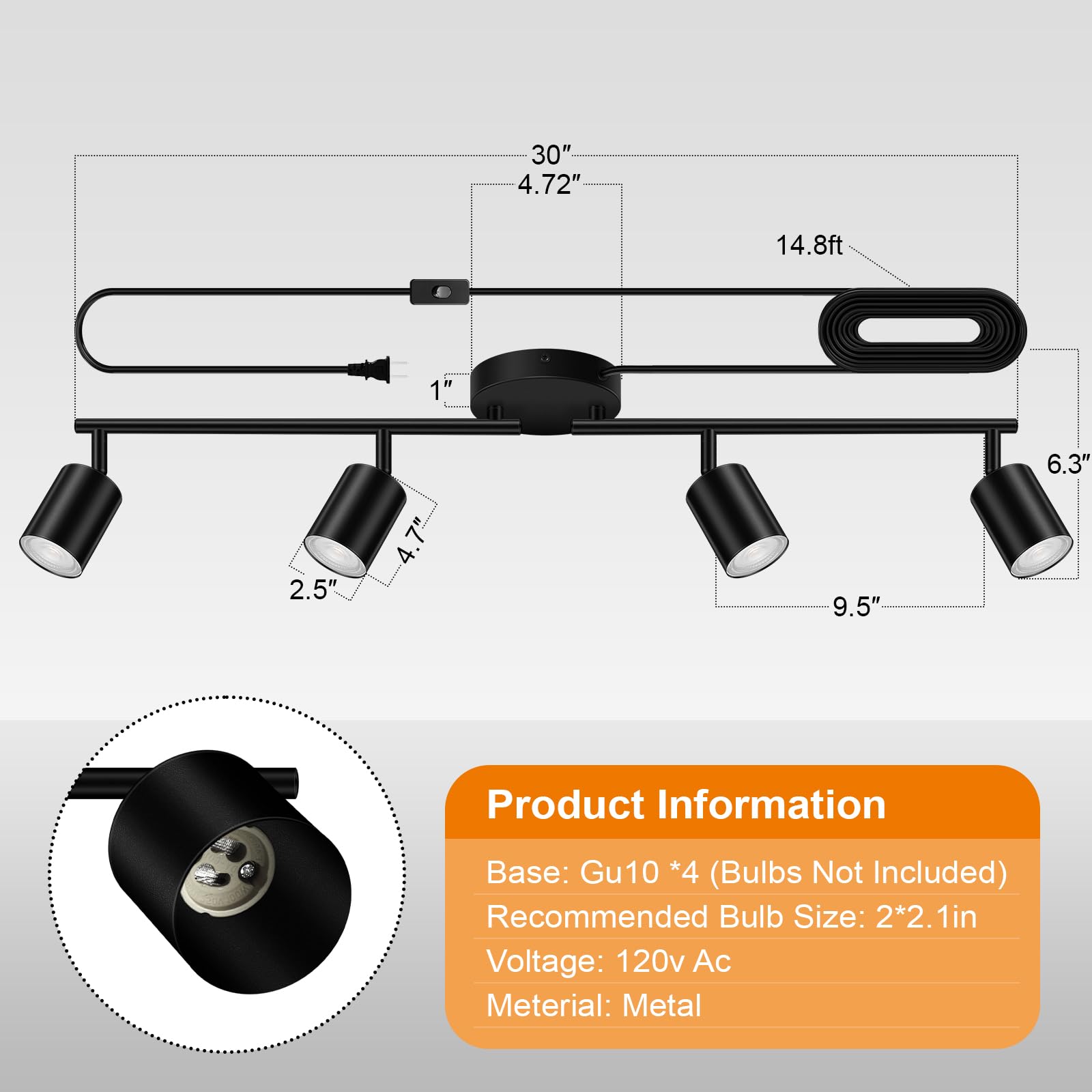 Bricosmocon GU10 socket ceiling light compatible with LEDs.