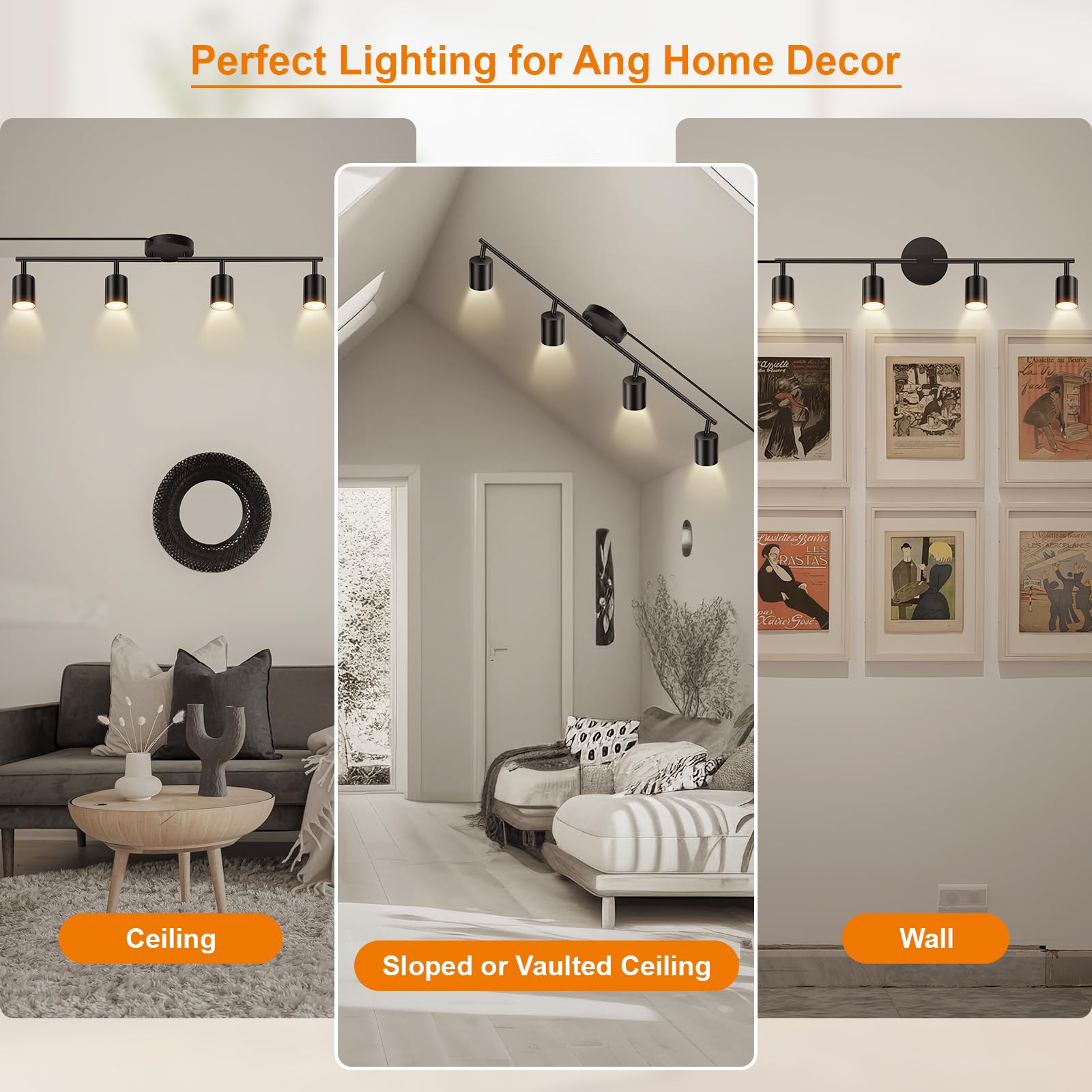 Bricosmocon modern black track light suits kitchen and living areas.