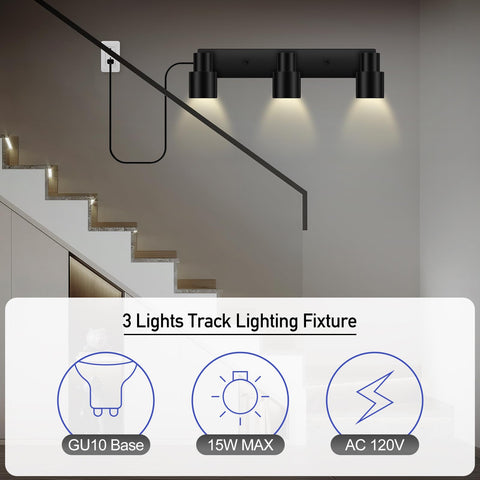 Bricosmocon plug-in track light canopy enables quick ceiling installation.