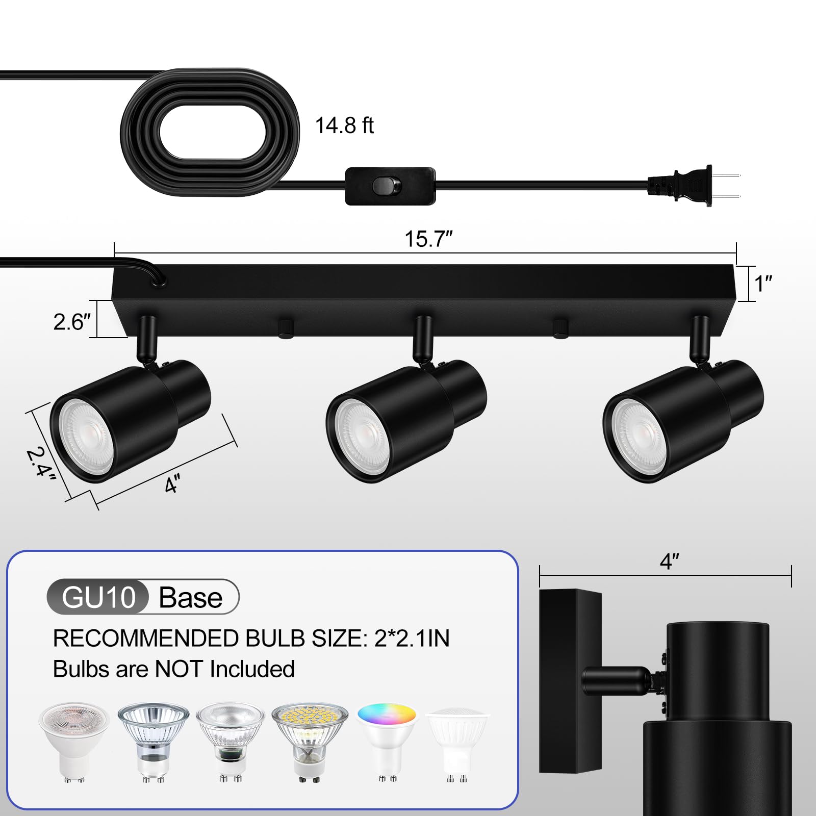 Bricosmocon rotatable light heads offer customizable beam angles.