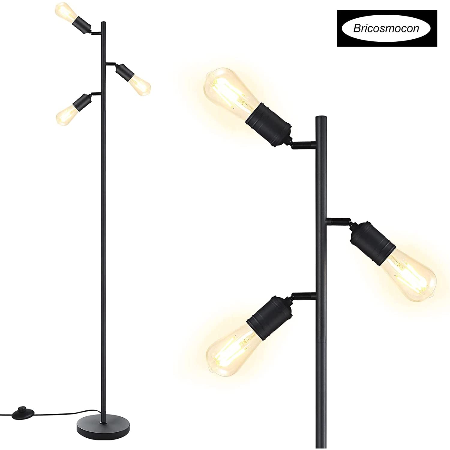 Bricosmocon standing lamp foot switch for easy hands-free control