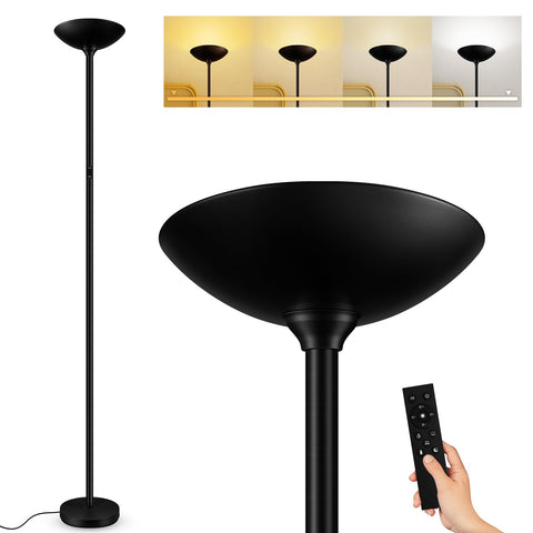 Bricosmocon stepless dimmable floor lamp with remote control for easy brightness adjustment.