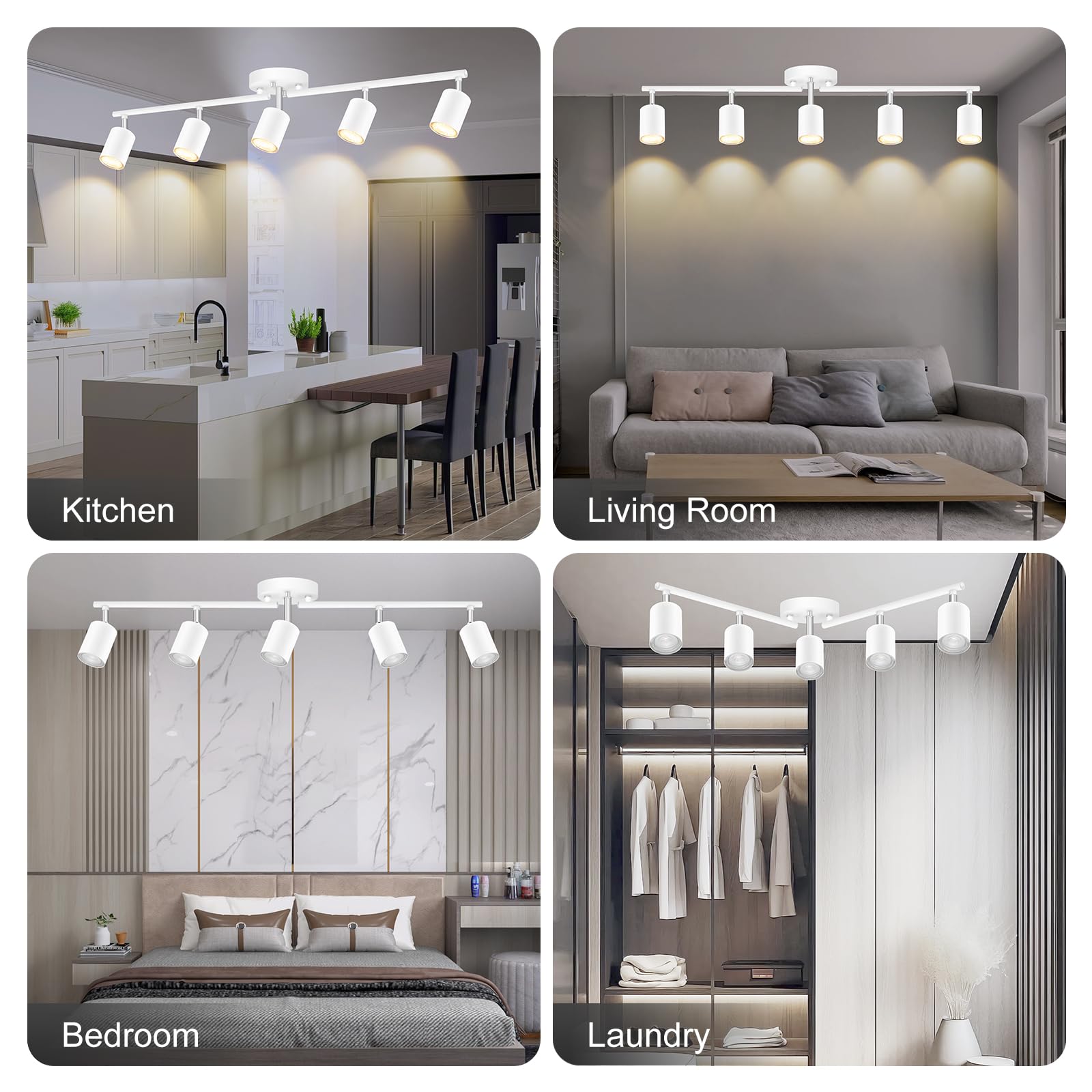 Bricosmocon track lighting supports dimmable bulbs with a dimmer switch.