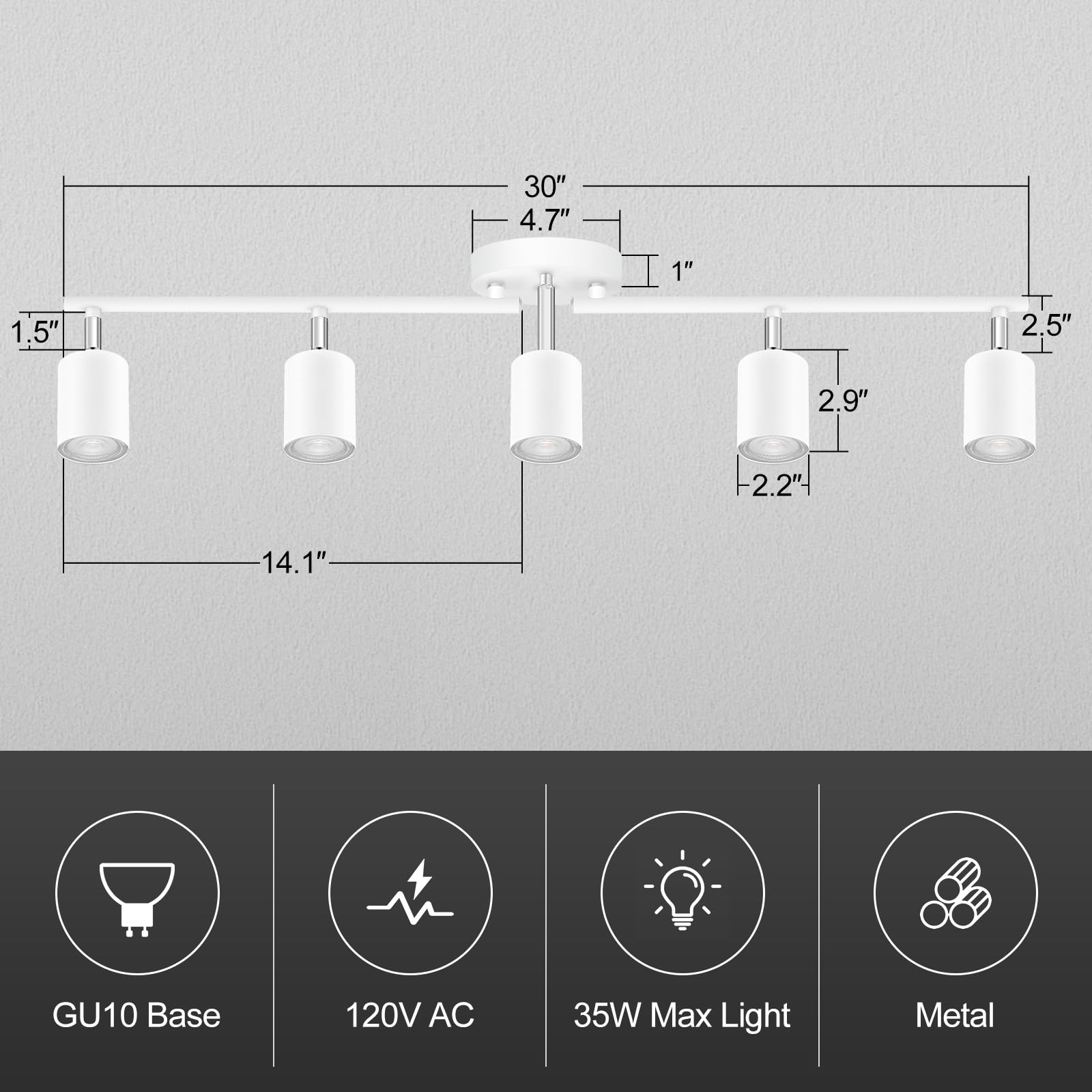 Bricosmocon track lighting with rotatable arms for directional control.