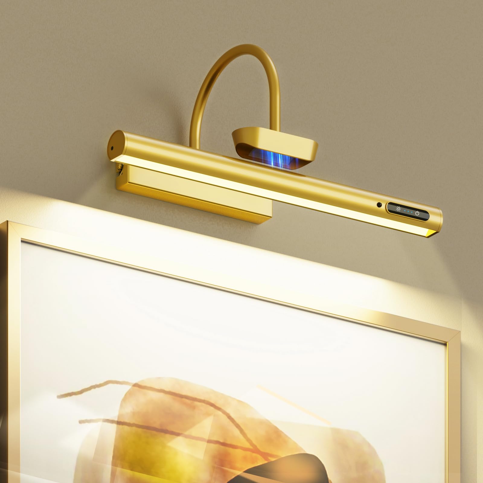 Bridika picture light with remote control offering effortless adjustable lighting for art