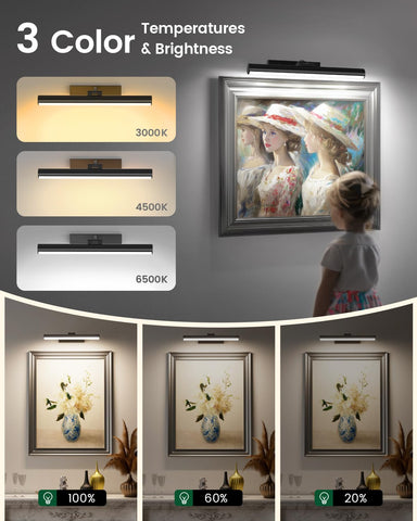 Bridika battery-powered picture light offering cordless wall art illumination.