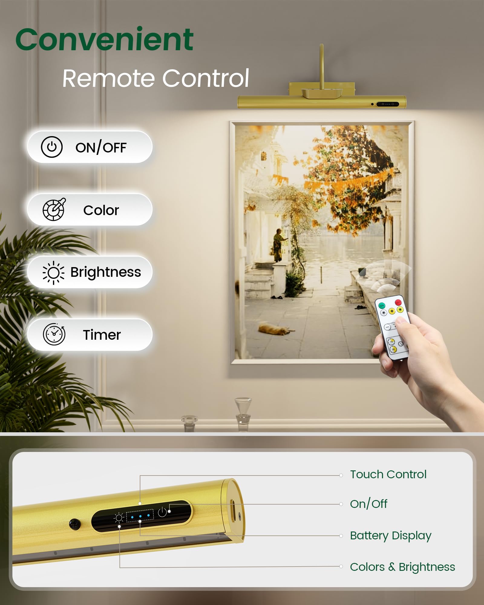 Bridika picture light features stepless dimming for precise brightness