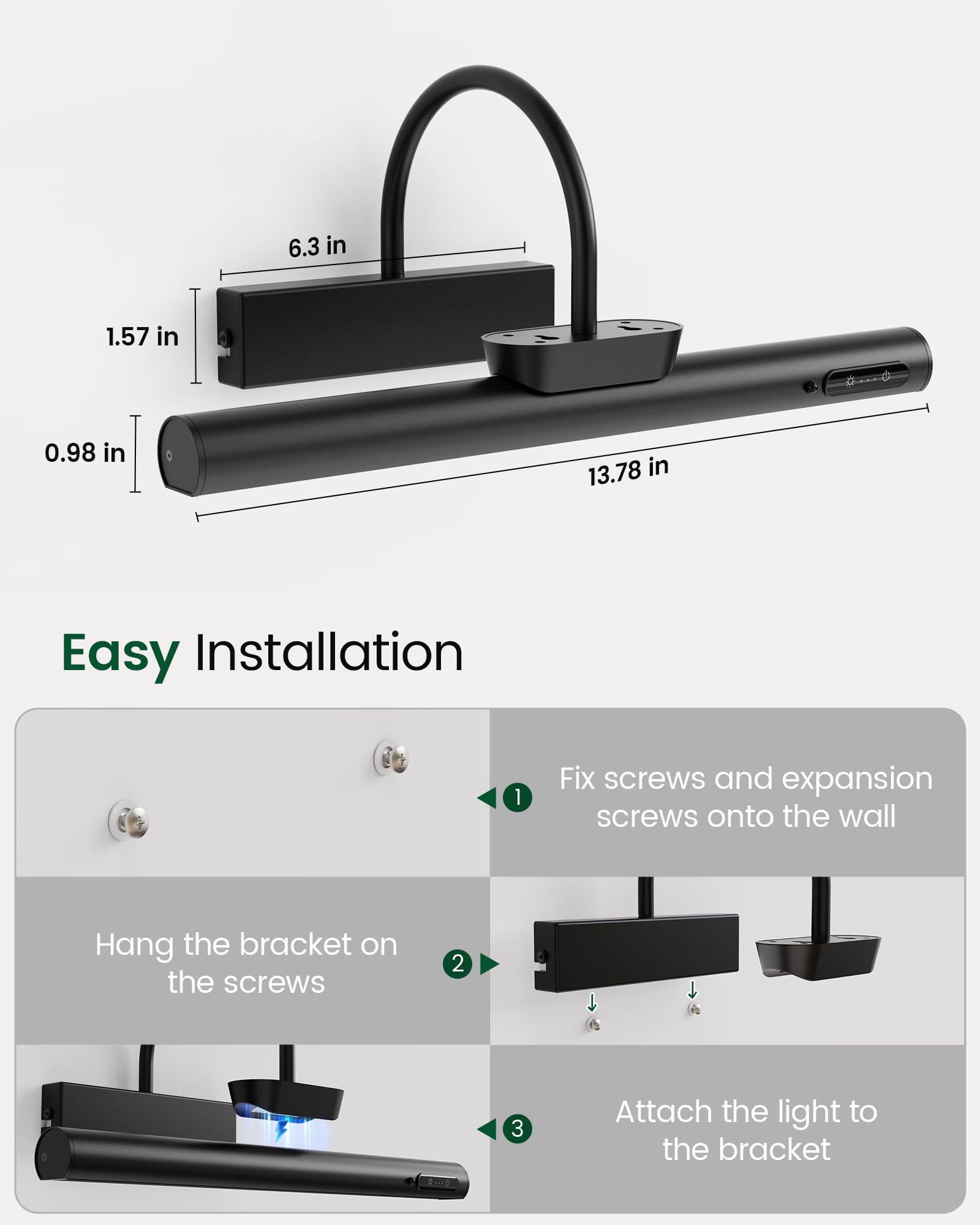 Bridika picture light suits artwork, dartboards, and decor with flexible ambient illumination.