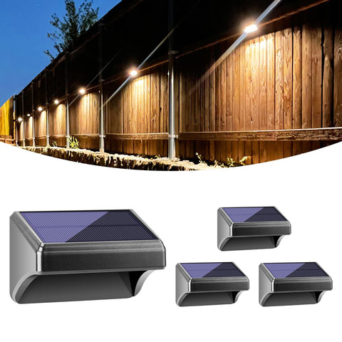 Bridika solar fence light warm white front view lighting a pathway