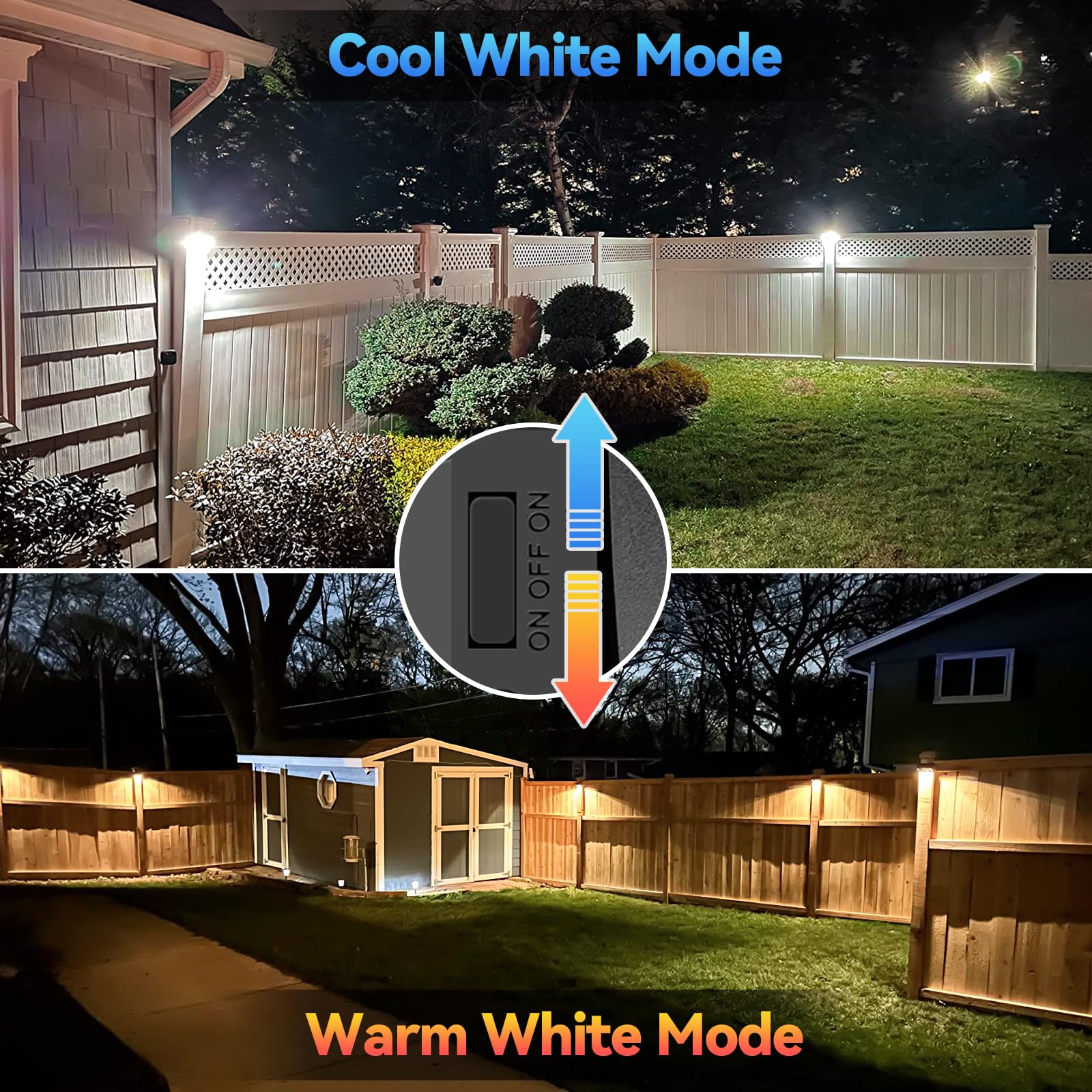 Bridika solar fence light warm white on fence brightening a garden boundary