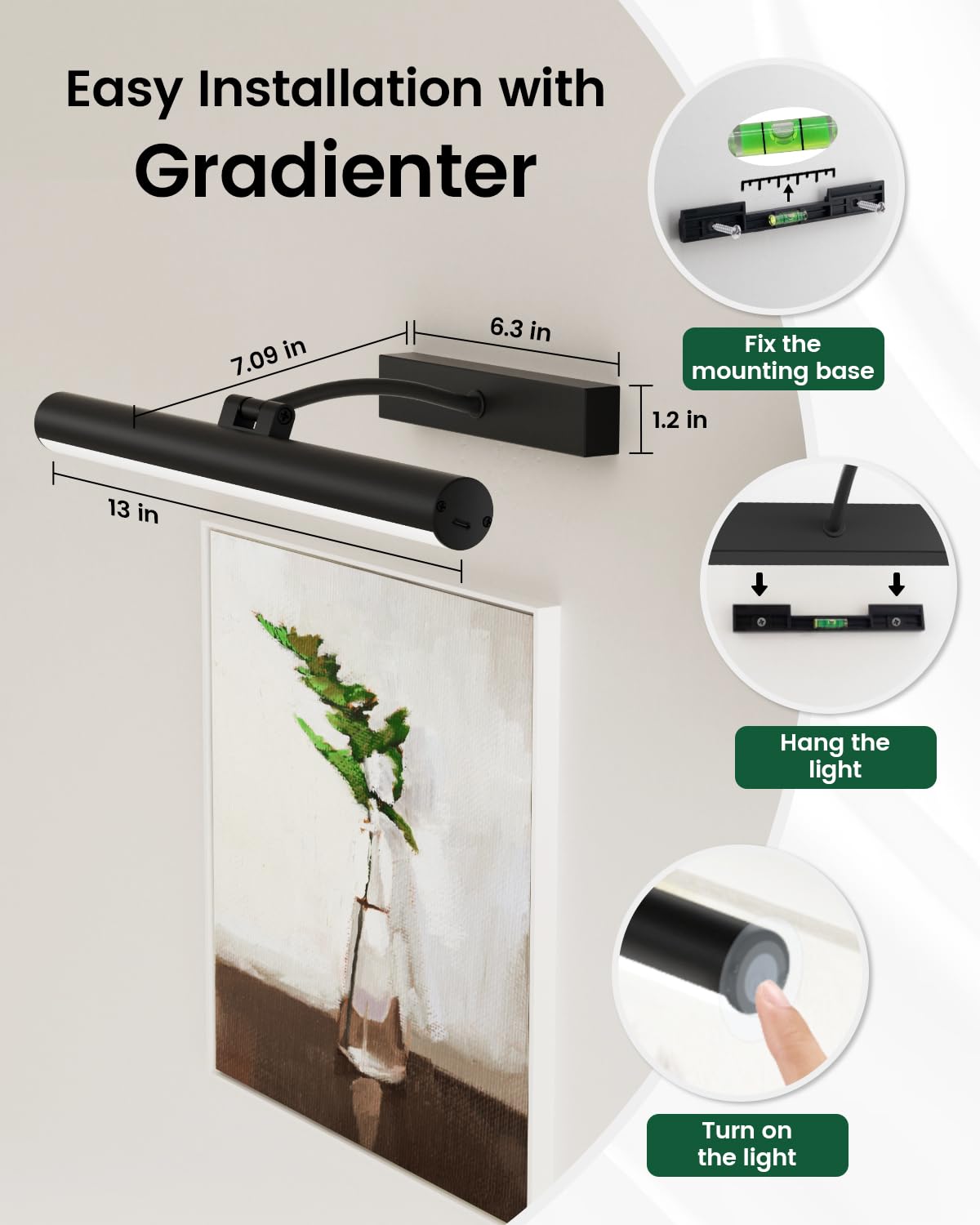 Bridika wall art light installation for easy mounting without wiring.