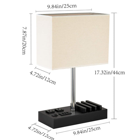 Briever lamp with integrated charging and outlets supports evening routines.