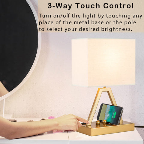 Briever lamp highlights USB-C and USB-A ports for convenient device charging.