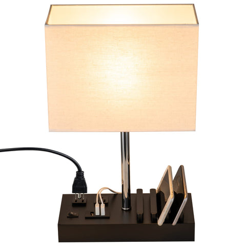 Briever Upgraded table lamp with three USB ports for simultaneous device charging.