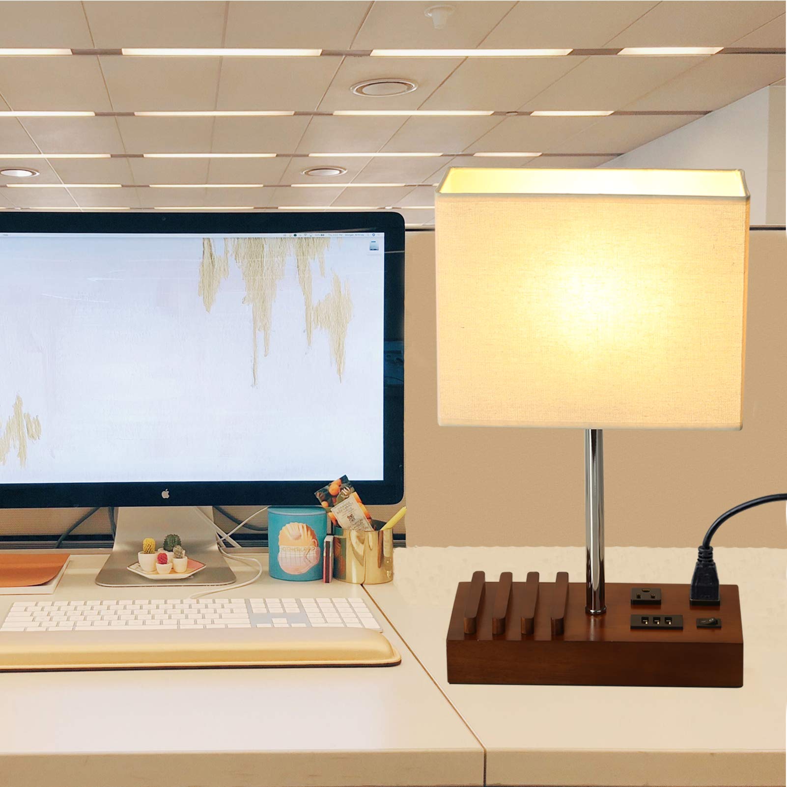 Briever USB table lamp fits a sleek desk setup in any room.