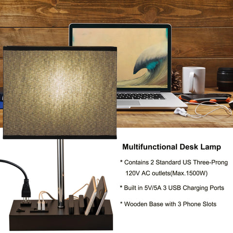 Briever nightstand lamp ideal for bedrooms with organized charging.