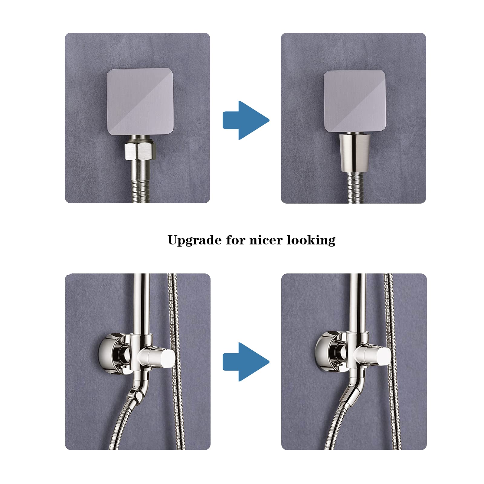 BRIGHT SHOWERS 1/2 inch brass connector — quick install on standard showers.