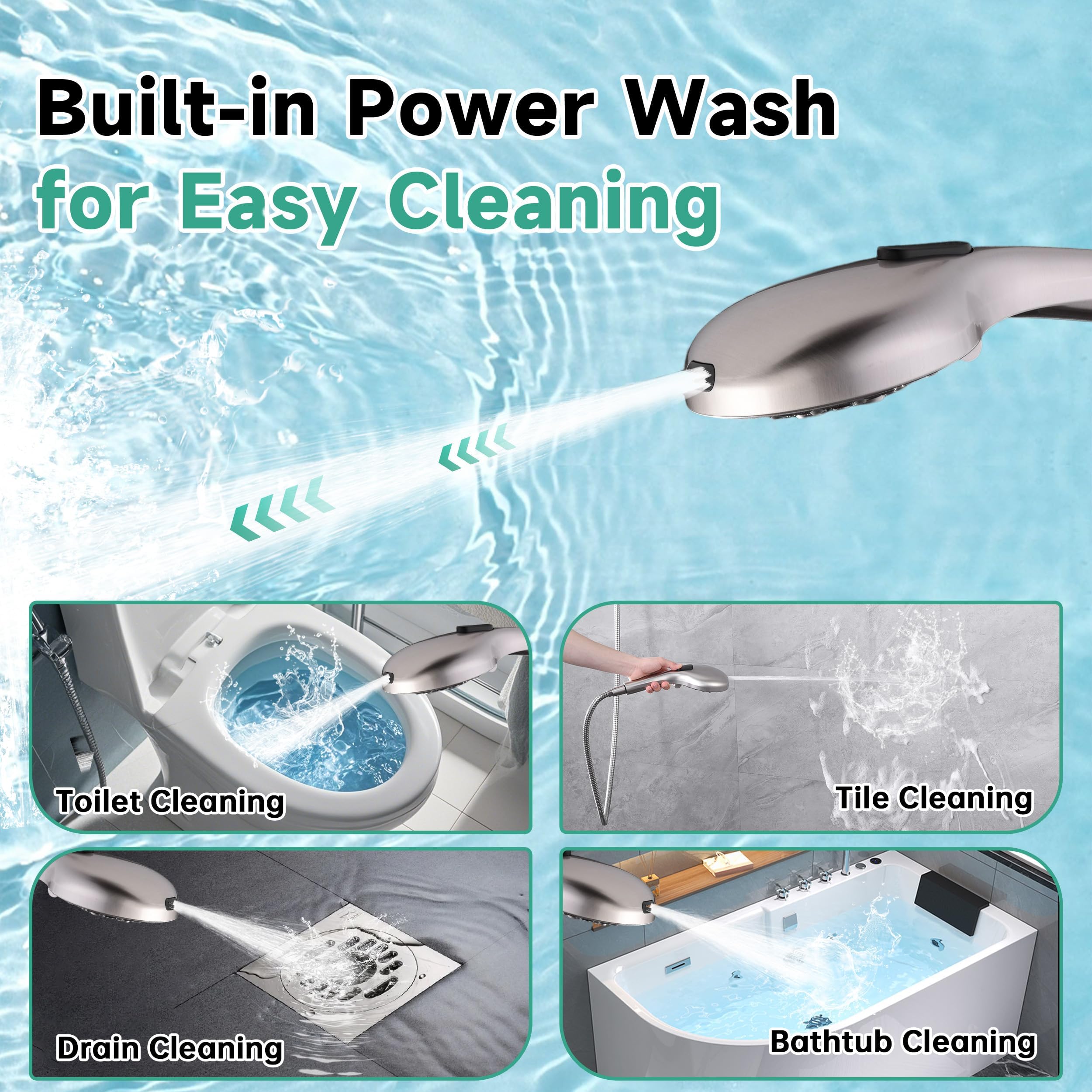 Bright Showers 69-inch kink-free hose reaches hard-to-clean areas