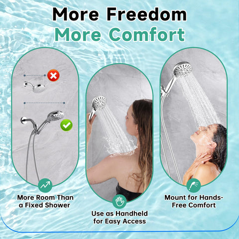 Bright Showers 69‑inch kink‑free hose extending reach during use